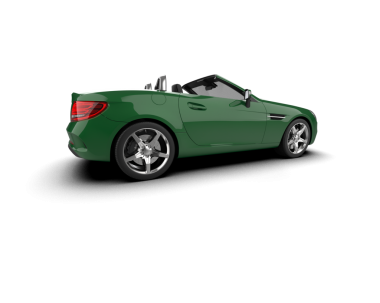 Beyaz arka planda modern yeşil üstü açık araba.