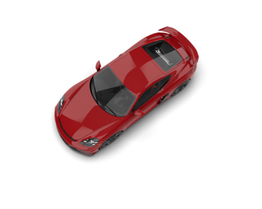 Beyaz arka planda bir arabanın 3 boyutlu resmi.