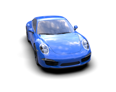 İzole edilmiş mavi bir arabanın 3 boyutlu görüntüsü