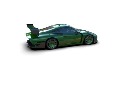 Beyaz arka planda yeşil çizgili modern yeşil araba 3 boyutlu.