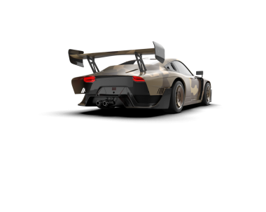 Beyaz çizgili modern bir araba. 3d oluşturma