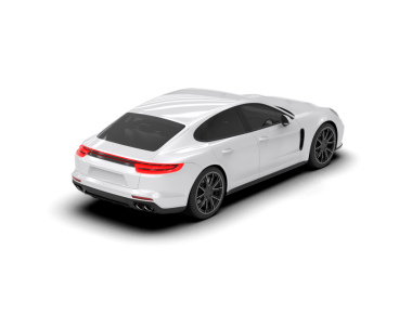 Beyaz arka planda modern bir araba. 3d oluşturma