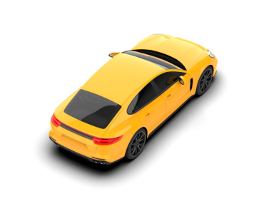Beyaz arka planda modern sarı araba. 3 Boyutlu Hazırlama
