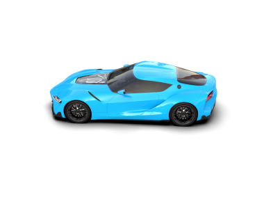 gerçekçi 3D mavi araba çizimi