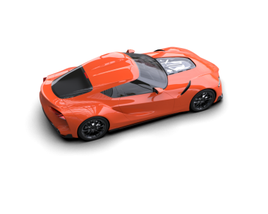 Beyaz arka planda siyah çatılı kırmızı modern spor araba. yan görünüm