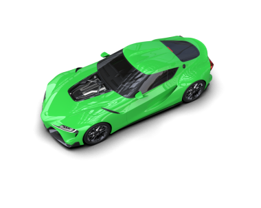 Beyaz arkaplanda yeşil araba 3 boyutlu görüntüleme