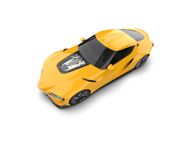 Sarı araba beyazda izole edilmiş. 3d oluşturma.