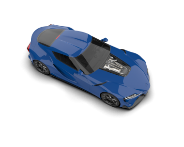 Beyaz arka planda mavi araba. Yan görünüş. 3d oluşturma.