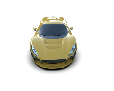 Beyaz arka planda izole edilmiş altın rengi araba.
