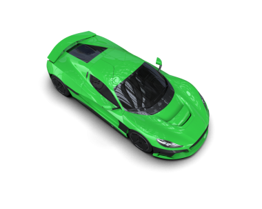 Siyah arka planda yeşil yarış arabası izole edildi