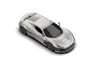 Beyaz bir spor arabanın üç boyutlu resmi. beyaz arkaplanda izole.