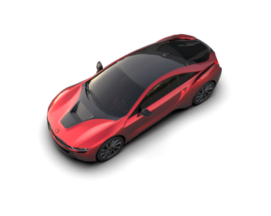 Stüdyo ortamında markasız bir arabanın 3 boyutlu çizimi.