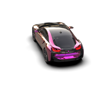 Siyah arka planda izole edilmiş pembe modern spor araba..