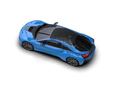 Stüdyoda izole edilmiş siyah arka planda 3 boyutlu mavi araba.