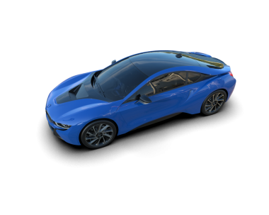 Beyaz arka planda mavi modern bir araba. 3d oluşturma