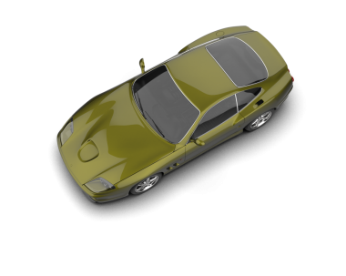 Beyaz arkaplanda izole edilmiş bir arabanın 3 boyutlu görüntülenmesi
