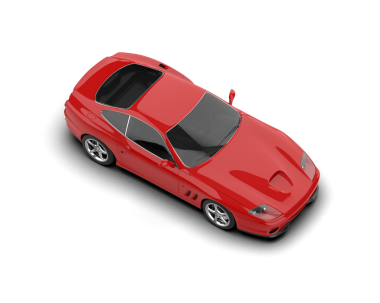 Beyaz arkaplandaki bir arabanın 3 boyutlu görüntüsü