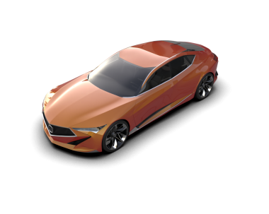 Gri arka planda izole edilmiş turuncu lüks araba. 3 boyutlu görüntüleme.