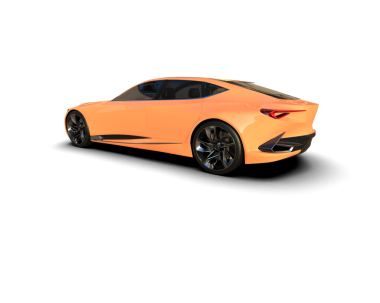 Modern spor araba beyaz arka planda yansımayla izole edilmiş. 3d oluşturma