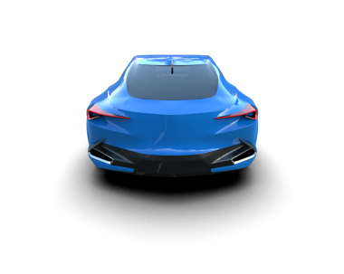 Modern mavi arabanın 3 boyutlu görüntüsü izole edilmiş stüdyo arka planı. araba konsepti