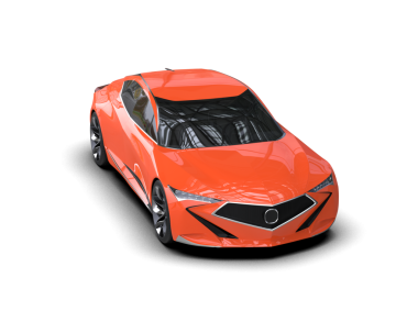 turuncu modern araba beyaza izole edilmiş. 3d oluşturma.