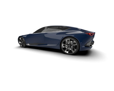 Arka manzaralı modern bir araba. 3d oluşturma.