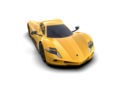 Süper araba beyazda izole edilmiş. 3 boyutlu resimleme.