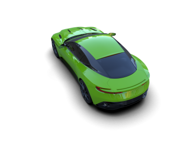 Yeşil spor araba. 3 boyutlu görüntüleme. Yüksek çözünürlük 3 boyutlu resimleme.