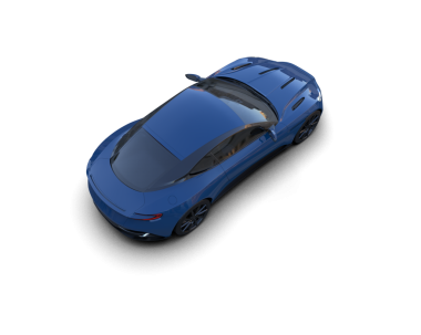 Siyah arka planda mavi bir araba, 3 boyutlu.