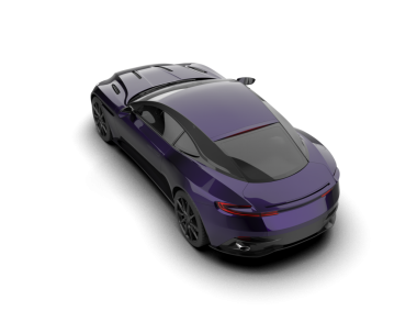 Beyaz arka planda izole edilmiş modern bir spor arabanın 3 boyutlu çizimi