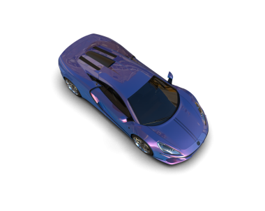 Siyah arka planı olan mavi spor araba.