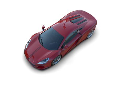 Kırmızı modern araba siyah arka planda izole edilmiş. 3d illüstrasyon.