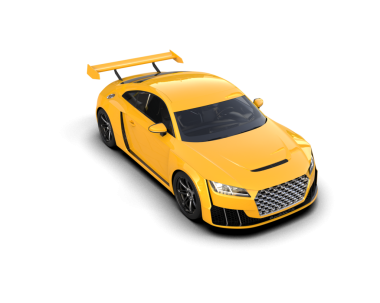 Beyaz arka planda izole edilmiş sarı lüks araba