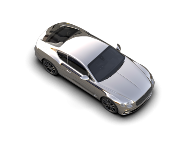 Bir arabanın 3 boyutlu görüntüsü beyaz üzerine izole edilmiş