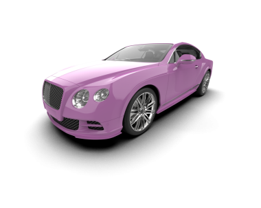 Beyaz arka planda pembe lüks araba