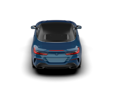 Beyaz arka planda 3D gerçekçi mavi araba