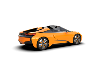 Stüdyoda, beyaz arka planda izole edilmiş, markasız bir arabanın 3 boyutlu görüntüsü.