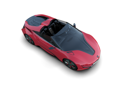 Siyah arka planda kırmızı araba.