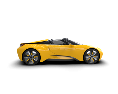 Beyaz arka planda gerçekçi bir araba. 3d oluşturma