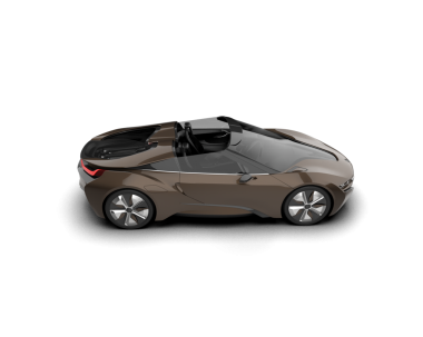 Beyaz arka planda izole edilmiş lüks bir arabanın üç boyutlu resmi.