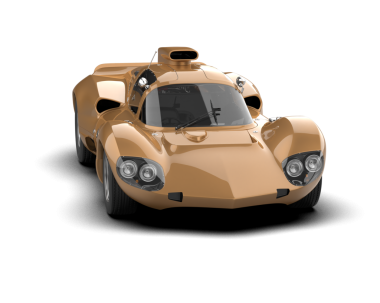 Turuncu bir arabanın 3 boyutlu görüntüsü