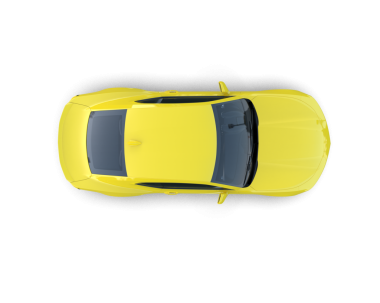 Üstteki sarı araba beyaz arkaplanda izole edilmiş ve kopyalama alanı var.