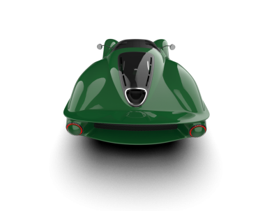 yeşil modern elektrikli araba beyaz arka planda izole edilmiş. 3d oluşturma.