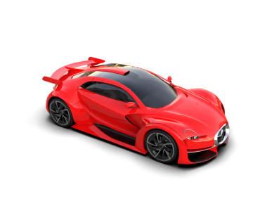 Stüdyoda üç boyutlu kırmızı bir araba daha az genel.