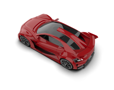 Kırmızı araba arka planda izole edildi. 3d illüstrasyon.