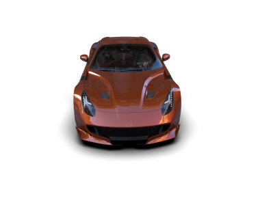 turuncu araba siyah arkaplanda izole edildi. 3 boyutlu resimleme.