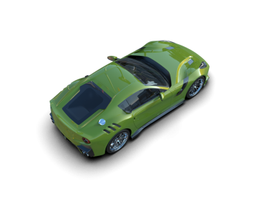 Yeşil araba arka planda izole edilmiş. 3d oluşturma