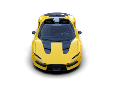 Gri arka planda modern sarı yarış arabası. 3d oluşturma.