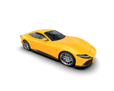modern sarı araba beyaz arka planda izole edilmiş 3 boyutlu görüntüleme