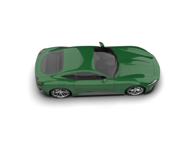 Beyaz arkaplanda yeşil araba manzarası var. 3 Boyutlu Hazırlama